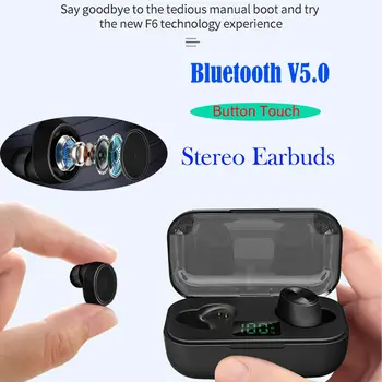 

F6 Bluetooth 5.0 Headset TWS Wireless Hifi Earphones Mini Earbuds Stereo Bass Headphones With Charge Box