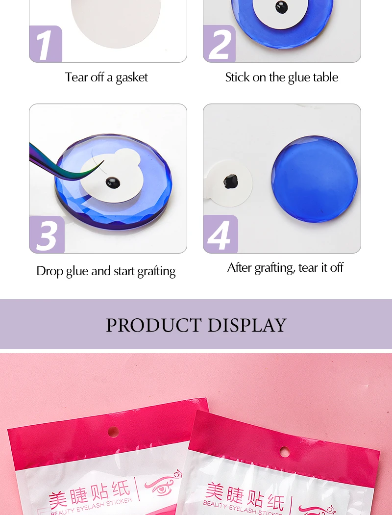 60/100 Pcs Einweg Grafted Wimpern Kleber Halter Palette Aufkleber Wimpern Verlängerung Kleber Pad Unter Wimpern Jade Stein Make-Up Werkzeuge – Detail 7