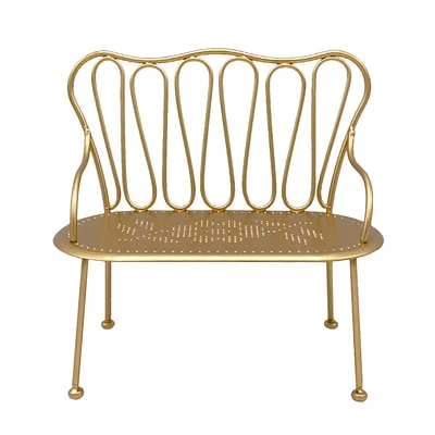 Aizulhomey LOL Blyth Doll Accessories 1/6 Iron Coffee Table Kitchen Chair Dollhouse Furniture Toys Bjd Play House Gifts for Kids Gold double chair