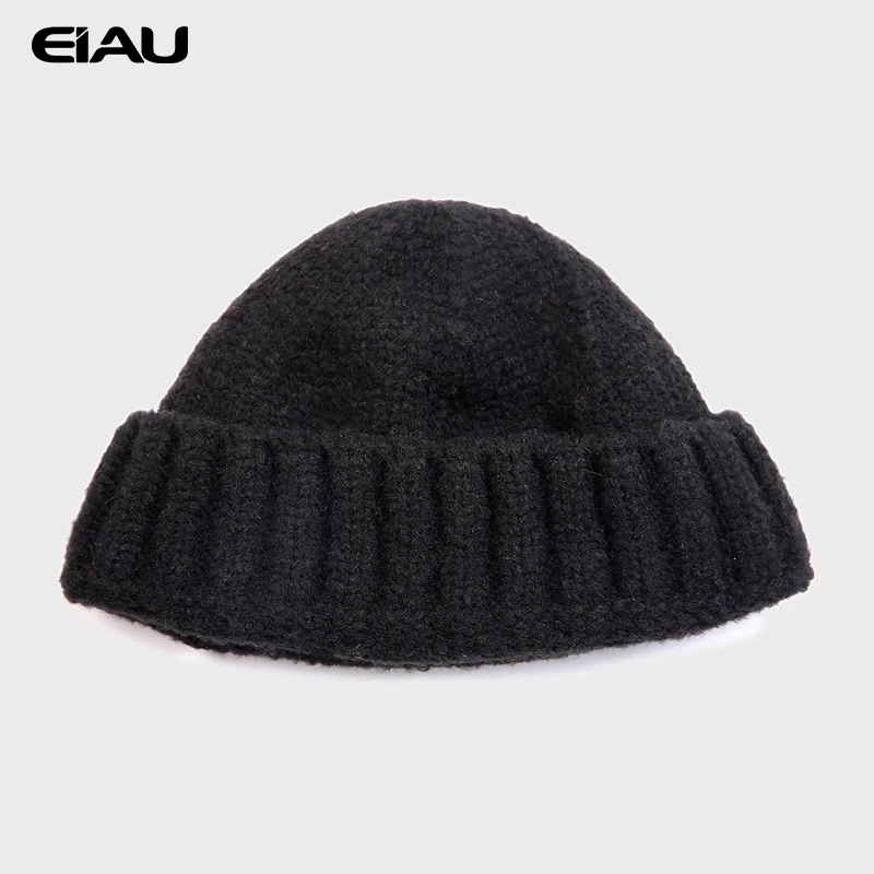 Мужская вязаная шапка Skullcap без полей, хип-хоп шапки в стиле ретро, модные ребристые зимние теплые вязаные шапки Skullcap унисекс, короткие шапки-бини с дыней