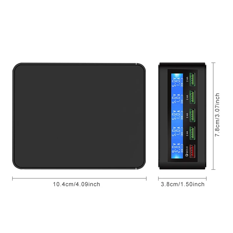 5 USB зарядное устройство 3,0 ЖК-дисплей быстрое зарядное устройство для Xiaomi huawei iPhone 7 8 plus XS usb зарядное устройство с США ЕС Великобритания штекер Быстрая зарядка