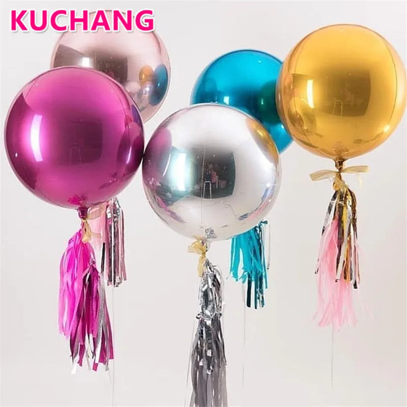 

3pcs Rose Gold 4D 22inch Round Aluminum Foil Balloons Metal Balloon Wedding Decorations Birthday Party Baby Shower Supplies Toys