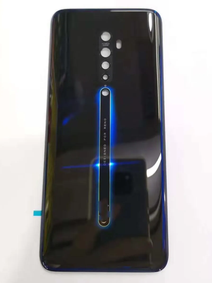 Для OPPO Reno 2, задняя крышка, стекло, чехол для батареи, камера, лен, вспышка, лагерь с логотипом, замена MIXUEWEIQI - Цвет: Черный