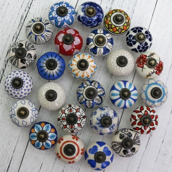 

1x Vintage Flower Painted Ceramic Knobs and Handles Cupboard Door Drawer Kitchen Pull Knob Furniture Hardware