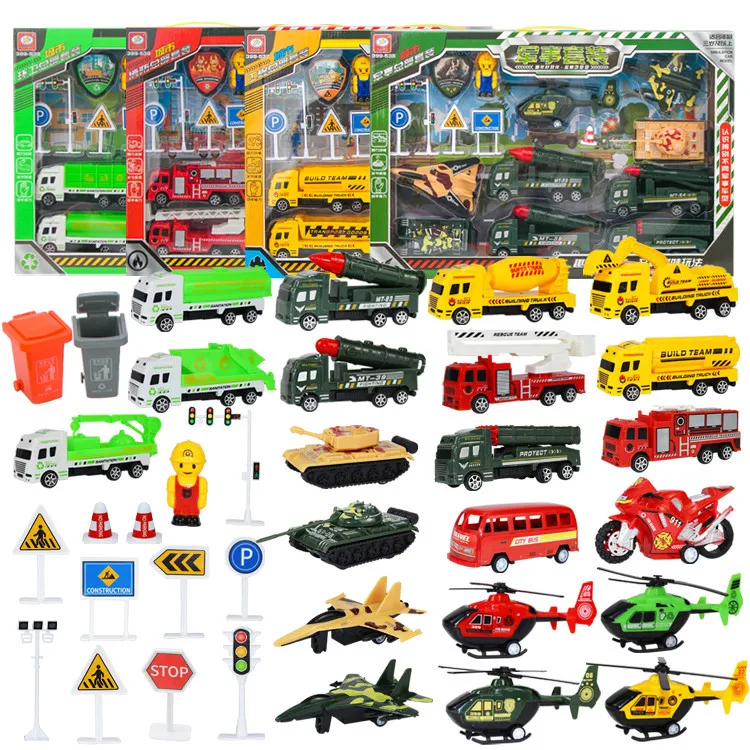 

Children's Toy Car Large Pull Back Engineering Vehicle Boy Fire Sanitation Vehicle Set