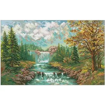 

Forest waterfall patterns Counted Cross Stitch 11CT 14CT 18CT DIY Chinese Cross Stitch Kit Embroidery Needlework Sets