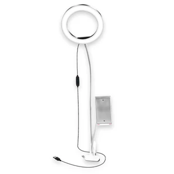 

HOT-3 in 1 Lazy Phone Holder 3 Modes LED Fill Light Long Arms Desktop Bed Stand Adjustable Aluminum Alloy Mount(White)