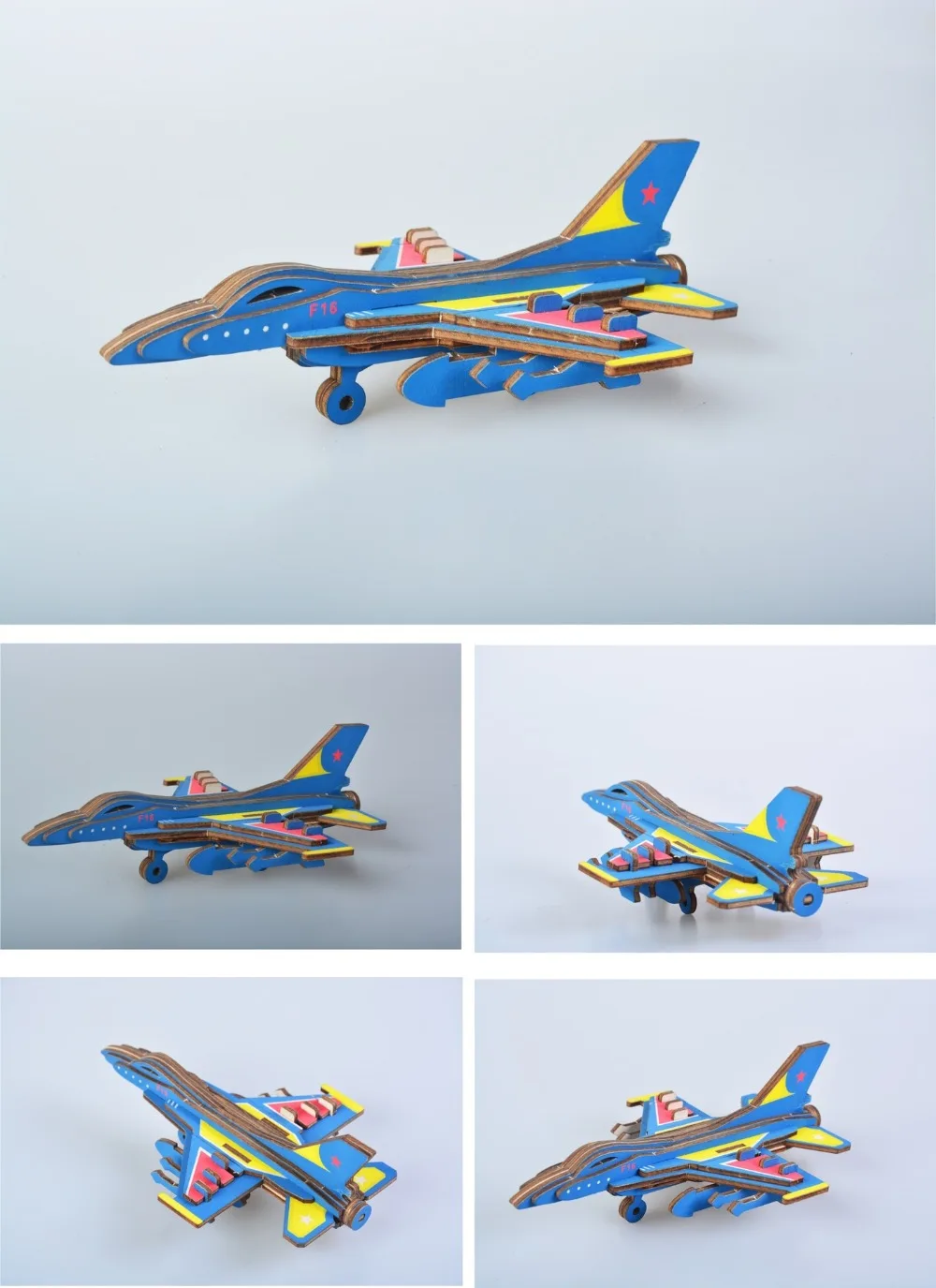 F-16 самолет DIY 3D деревянная головоломка по дереву сборочный набор резка деревянные игрушки для Рождественский подарок 3227
