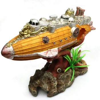 

Aquarium Landscaping Decoration Airship Battleship Submarine Shape Shelter House Fish Tank Rockery Decoration Ornaments
