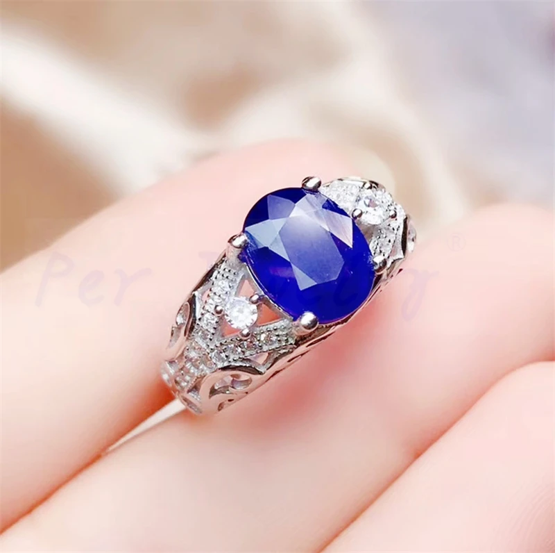 Сапфировое кольцо 3.5CT драгоценный камень 925 стерлингового серебра ювелирные украшения для мужчин или женщин# R991221