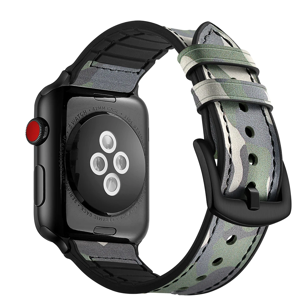Силиконовый кожаный ремешок для Apple Watch 42 мм 38 мм iwatch 4 3 ремешок 44 мм 40 мм браслет iwatch correa кожаный ремень ремешок для часов