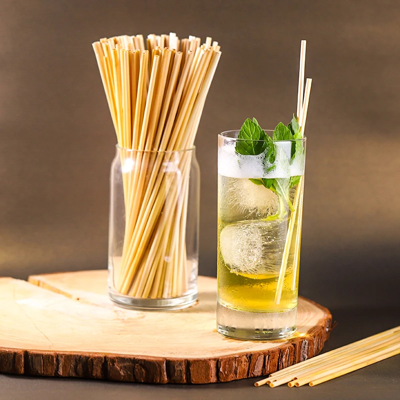 Disposable Plastic Straws Disposable Paper Straws 100pcs 20cm Disposable Wheat Straws Eco-Friendly Natural for Drinkware Bar