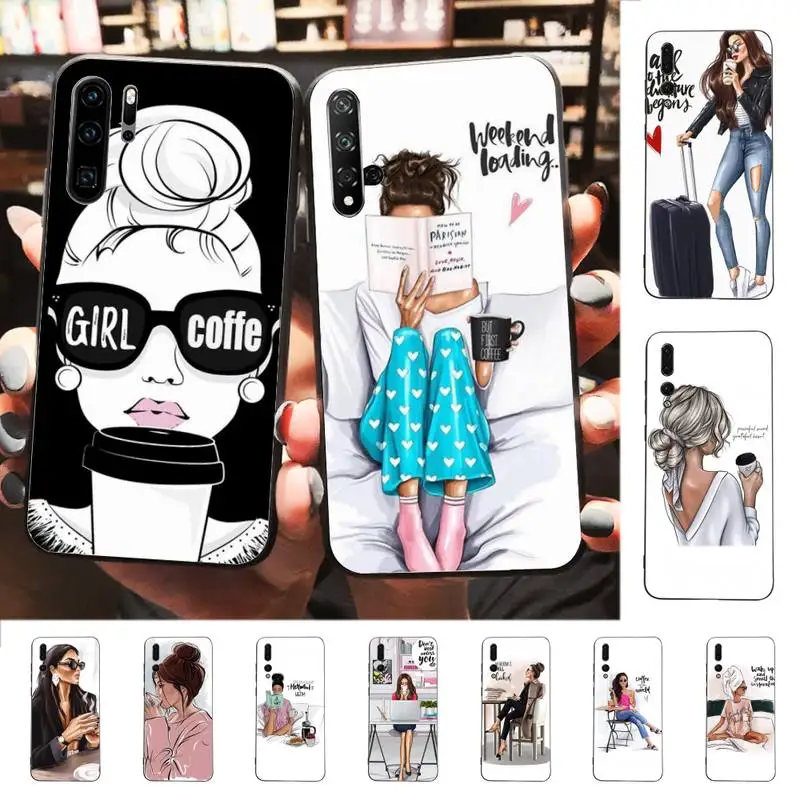 Чехол для телефона RuiCaiCa Queen Princess coffe VOGUE Girl Для huawei P 6 7 8 9 10 20 30 40 pro plus lite p9 2016 |