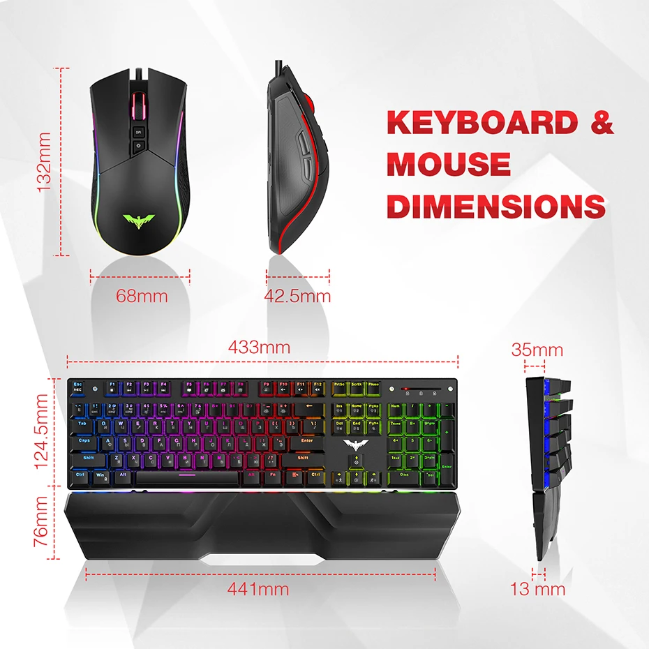 Mechanical Keyboard Mouse Set Gaming Mouse RGB Light Wired USB