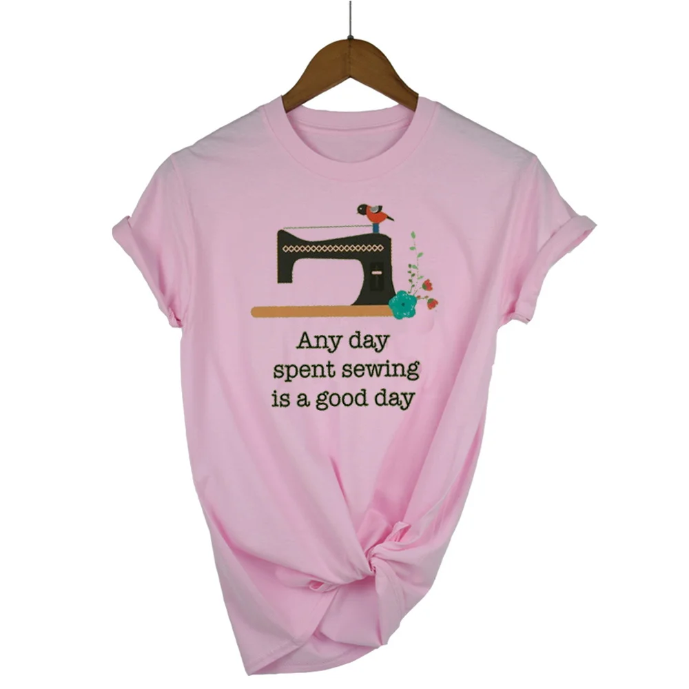 Вдохновляющая футболка швейная машина женское платье хлопок топ тройники