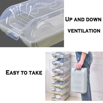 

Transparent Double Buckle Stackable Shoe Storage Box Home Transparent Shoe Case SP99