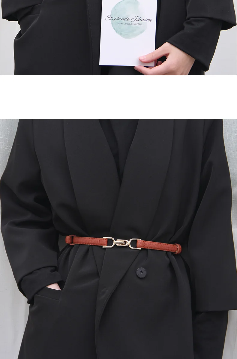 Summer Women Belt PU Waist Belt Black Thin Waistband Apparel Accessories Metal Buckle Thin Belt Fashion Wild Women Leather Belt white belt womens