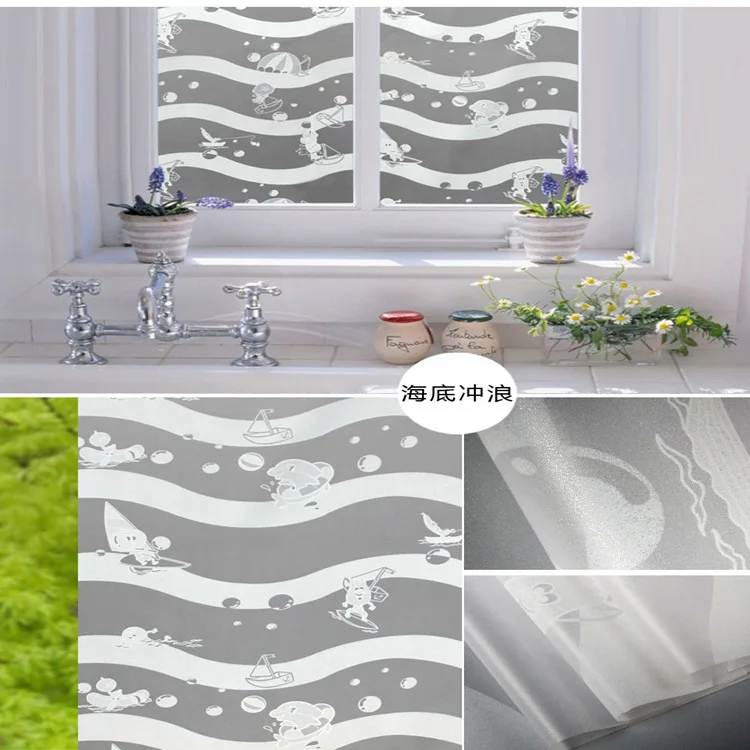New Style PVC Self-Adhesive Waterproof Glass Film Window Sun-resistant Window Stickers Bathroom Glass Stickers Wholesale