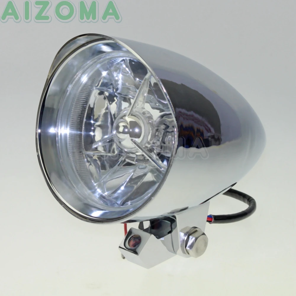 Хромированный H4 12V 55/60w козырек для мотоцикла, ковшовая фара для Harley Sportster 883 48 1200, сверхнизкий, настраиваемый, крепление на три бар, налобный фонарь