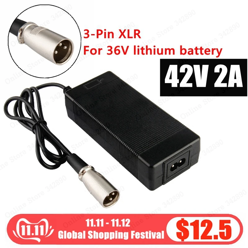 Billig 36V Ladegerät 42V 2A elektrische fahrrad lithium batterie ladegerät für 36V lithium batterie pack mit 3 pin XLR Buchse stecker
