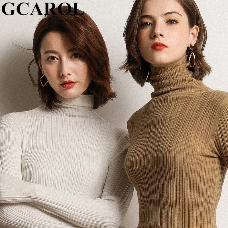 Женский облегающий жаккардовый свитер GCAROL Эластичный теплый джемпер из 30%-ной