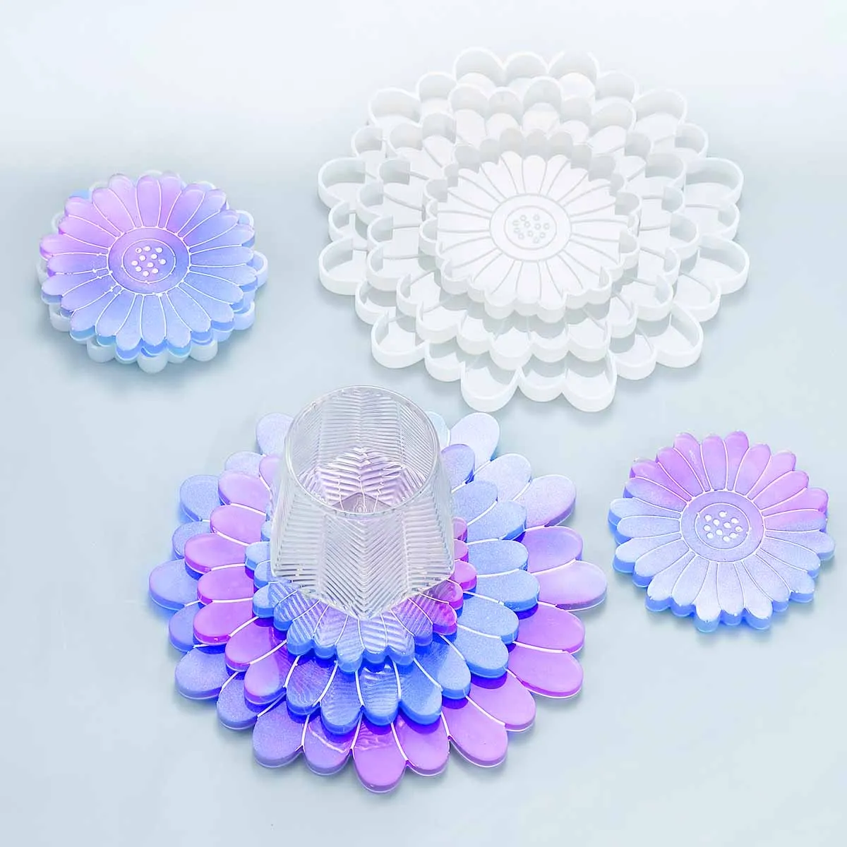 

Coaster Silicone Mold DIY Flower Epoxy Tea Tray Coaster Mirror Daisy Petal Compote Tray Silicone Mold
