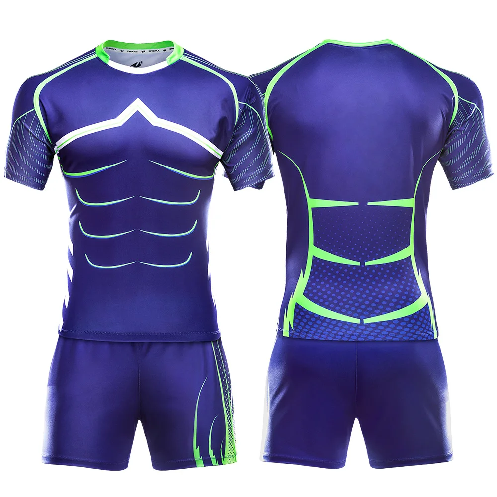 Rugby Uniforms Mens Oem Sublimation Custom Training Clothes Blue Sport Wear Rugby Kits Rugby Shirts Jersey - Rugby Jerseys