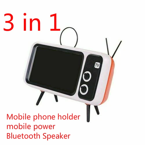 speaker 3 in 1 3 в 1, беспроводной портативный мини-динамик в стиле ретро для телевизора с Bluetooth и басами, зарядное устройство, держатель для смартфона, подставка для экрана 4,7-5,5 дюймов - Цвет: speaker 3 in 1