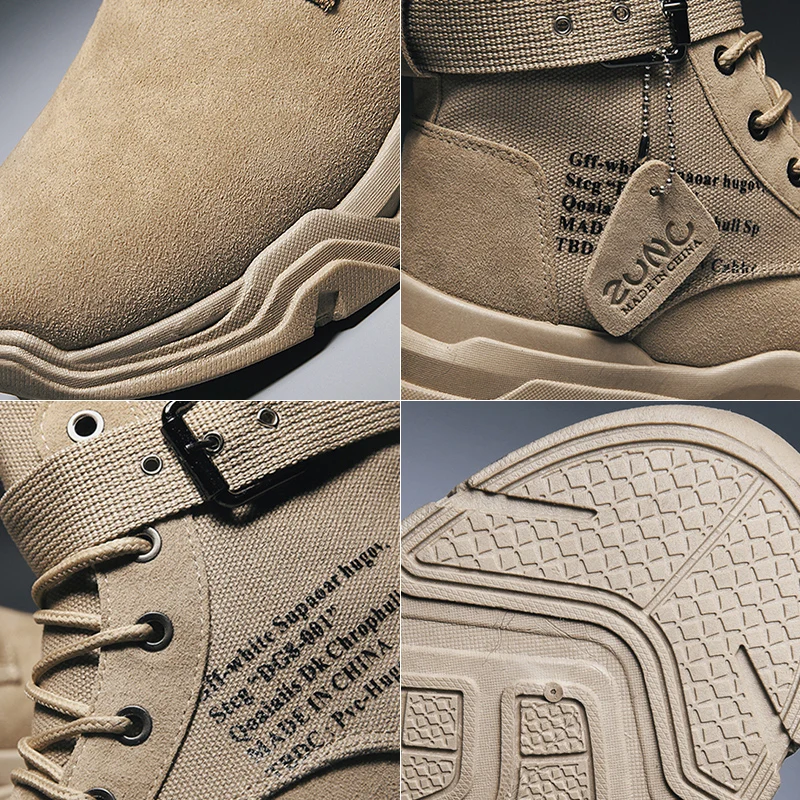 Preise Vast Welle Kuh Wildleder Leder Herren Soldat Ankle Boot Mit Schnalle männer Military boot Männlichen Schuhe Sicherheit Arbeit Stiefel armee Boot