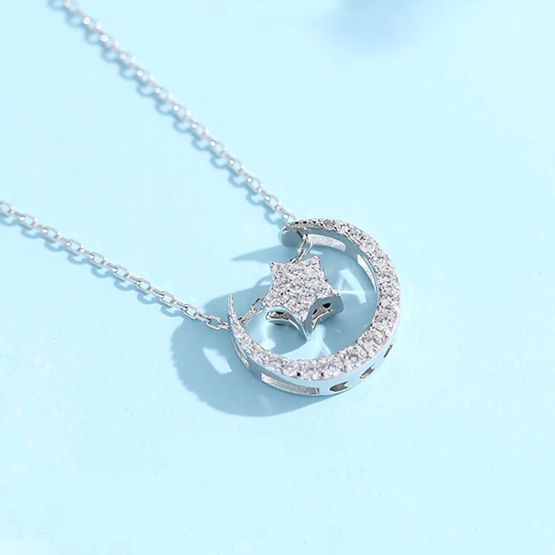 Creative Crescent Moon \u0026 Star Necklace 