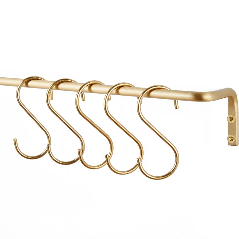 Nordic Creative S-Shape Brass Shelf Hook, Decoração