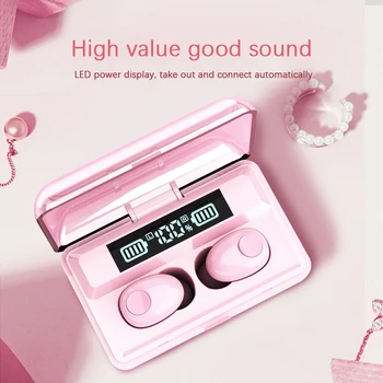 

LIGE Bluetooth 5.0 Earphone Binaural True Wireless Earbuds Touch Noise Reduction Headphones for PC Notebook Pink Cute Girl Gift