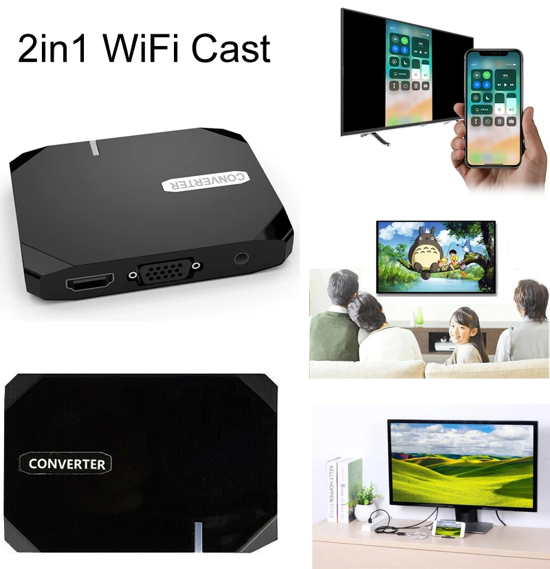 Беспроводной Wifi кабель HDMI VGA видео адаптер для iPhone X samsung Note10 S10 S9 S8 huawei Mate20 P20 P30 Pro iOS Android для ТВ