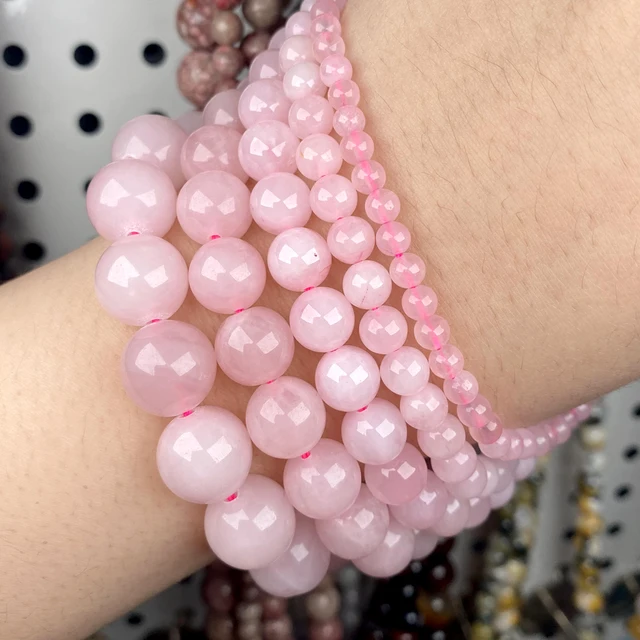 Natural Stone Beads 4-10mm Aquamarines Lava Opal Rose Quartzs Tiger Eye Moonstone Round Beads for Jewelry Making Diy Bracelet Rose Quartz