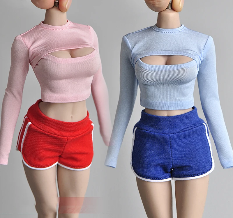 Масштаб 1/6 футболка с открытой грудью для женщин и девочек короткий секционный