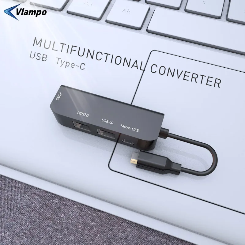 

VLAMPO USB C to HDMI 4K Hub Type C Micro USB3.0 USB2.0 Charging Port for MacBook Pro Splitter Adapter Expansion Dock Convert