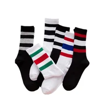 Autumn Winter Colorful 3 Stripe Crew Sport Socks Grip Fashion Basic Custom Baseball Socks