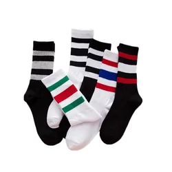 Autumn Winter Colorful 3 Stripe Crew Sport Socks Grip Fashion Basic Custom Baseball Socks