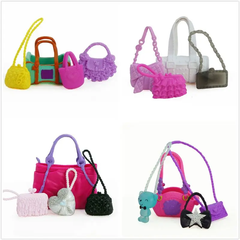 

4 Pcs Cute Bags Colorful Shoulder Handbag Doll Accessories For Baby Doll Baby Girl Kids Toy Gift E65D