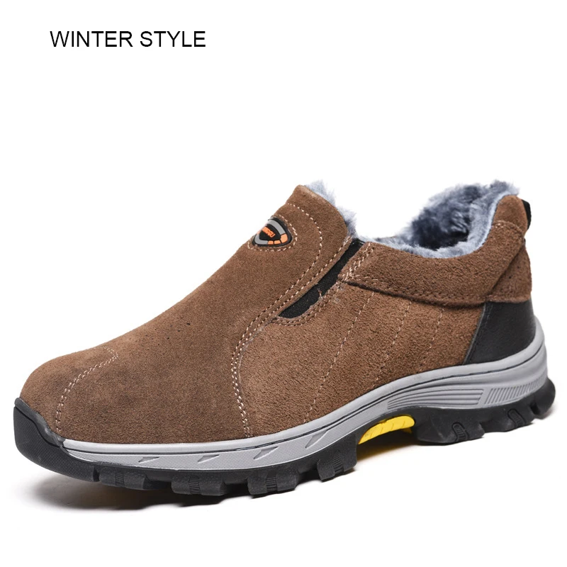 Steel Toe Safety Boots Men Work Shoes Men Work Boots Breathable Slip on Casual Security Shoes