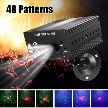 

AC100V~240V Laser Projector Light 48 Patterns DJ Disco Light Music RGB Stage Lighting Effect Lamp for Christmas KTV Home Party