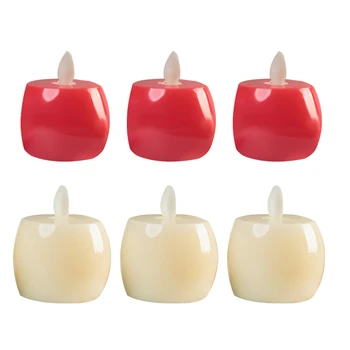 

6PCS Creative Led Electronic Candle Light Artificial Apple Candle Swing Craft Candle Light Party Decoration