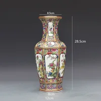 Antique Enamel Vase Porcelain Hexagonal Vase Collection of Ancient Porcelain Made in Qianlong Dynasty 2