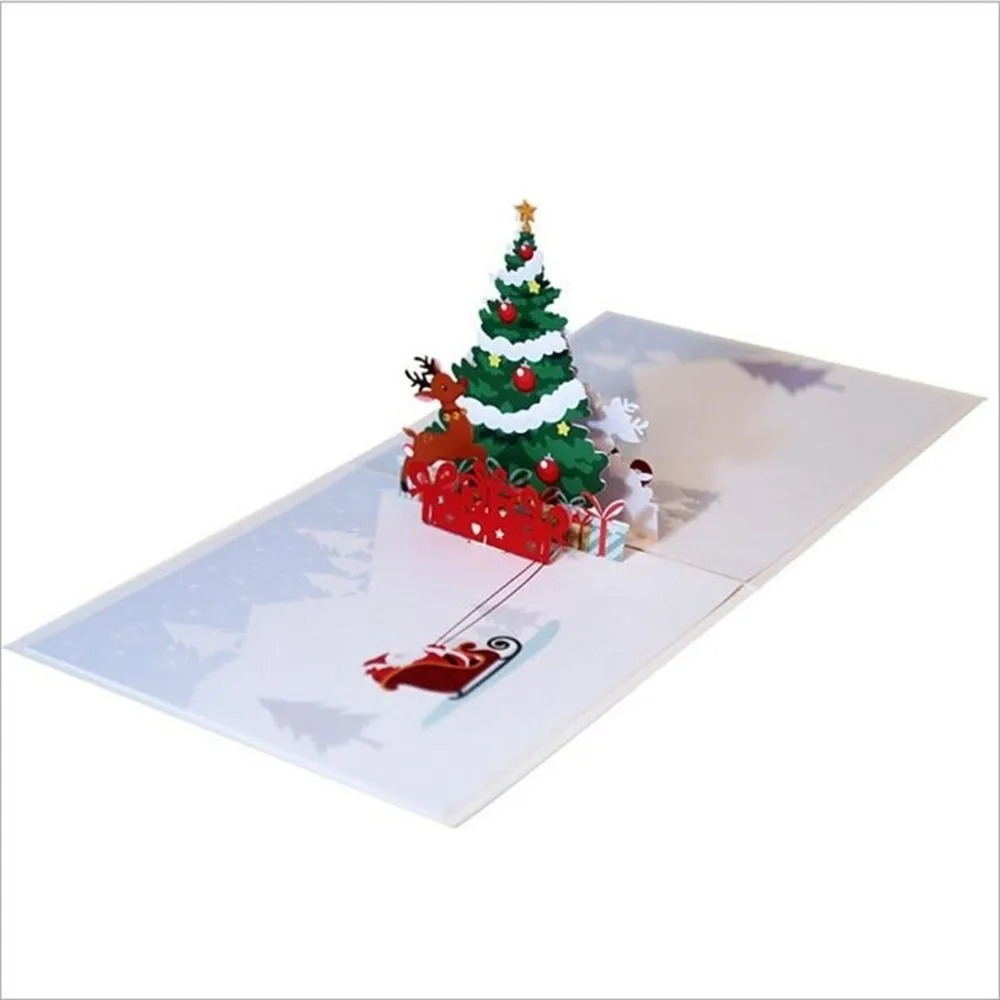  3D Stereo Greeting Card Color Printing Christmas Tree Deer Christmas Postcard Xmas Gift Invitation  - 4000262259319