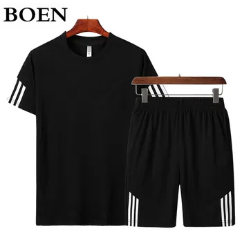 

2020 Fashion Sweatsuit Men Track Suit Loose T-shirt Set Male Brand Clothing Summer Tracksuit + Shorts Sets Casual Sportswears