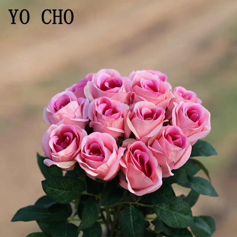Single Branch Red Rose Flowers Silk Artificial Long Stem for Home Party Decor Arrangement Bridesmaids Bouquet | Дом и сад