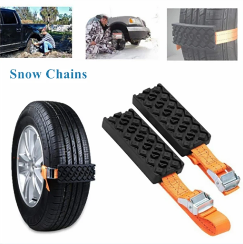 Traction Boards 1PC Durable PU Anti-Skid Car Tire Traction Blocks With Bag Emergency Snow Mud Sand Tire Chain Straps For Snow Mud Ice