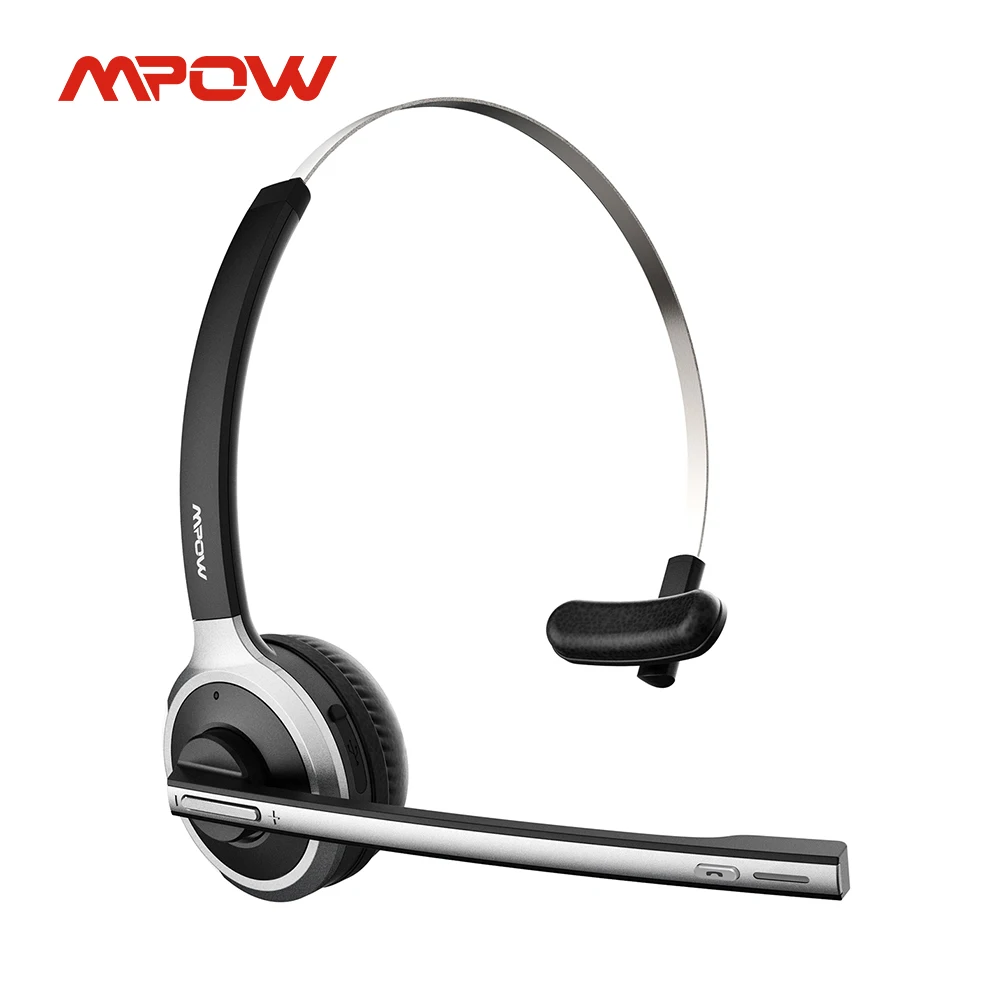 1/2 pack Mpow M5 Bluetooth V5.0 Headset Wireless Truck Driver Headphones Hands-free Call Headset with Mic for Call Center Office 1