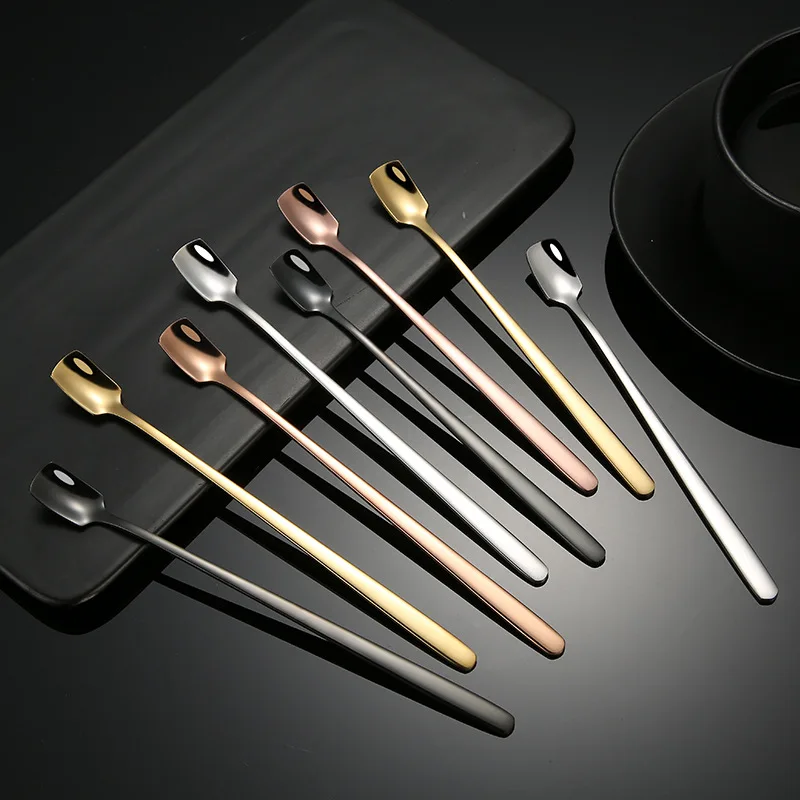 1PC Stainless Steel Long Handle Coffee Spoon Square Shovel Stirring Scoop Drink Tea Cafe Tools Dessert Flatware Kitchen Supplies | Дом и сад