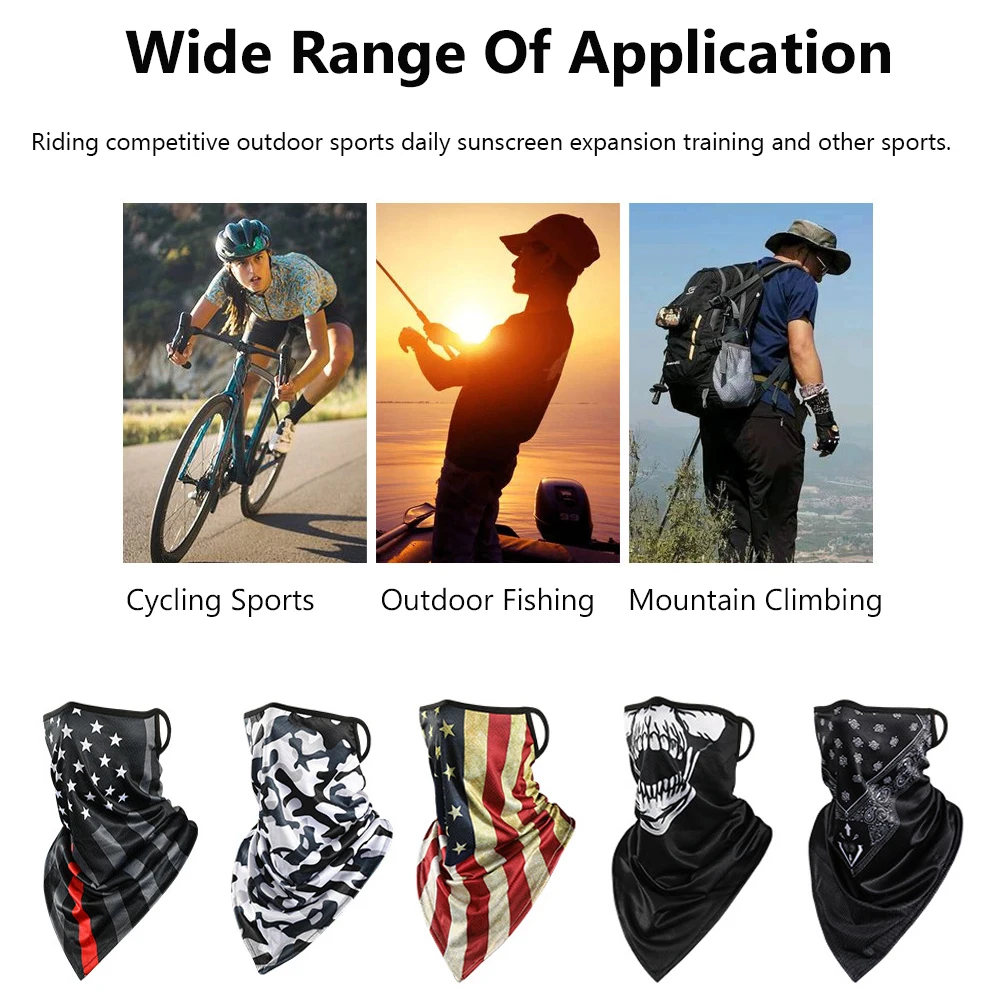 Triangle Bandana Face Scarves Neck Buff Tube Scarf Ice Silk Neck Gaiter Cover Smooth Breathable Headband Men Women mens head wrap bandana